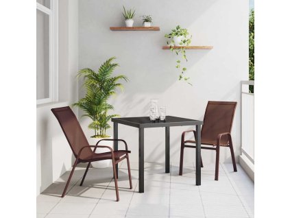 Zahradní jídelní souprava 3 pcs Hnědá Textilene a ocel 3379128