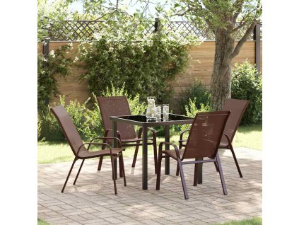 Zahradní jídelní souprava 5 pcs Hnědá Textilene a ocel 3379129