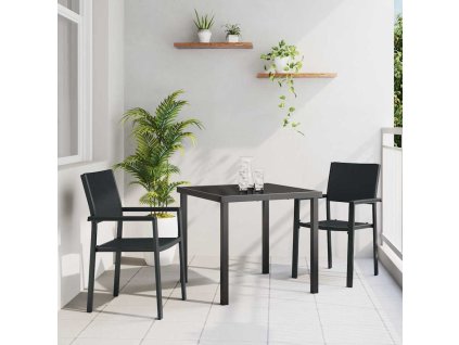 Zahradní jídelní souprava 3 pcs Černá Poly ratan 3379149