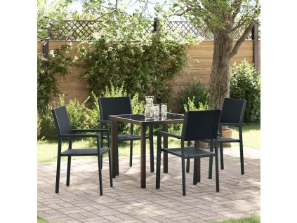 Zahradní jídelní souprava 5 pcs Černá Poly ratan 3379150