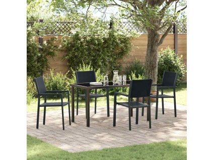 Zahradní jídelní souprava 5 pcs Černá Poly ratan 3379151