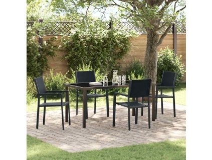 Zahradní jídelní souprava 5 pcs Černá Poly ratan 3379152