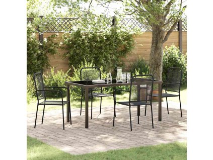 Zahradní jídelní souprava 5 pcs Černá Bavlněný provaz a ocel 3379159