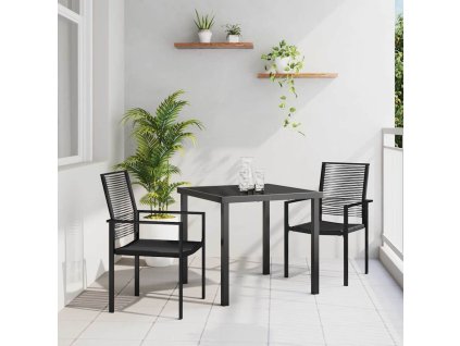 Zahradní jídelní souprava 3 pcs Černá PVC ratan 3379163