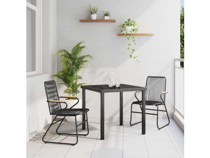 Zahradní jídelní souprava 3 pcs Černá PVC ratan 3379170