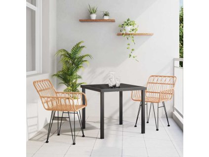 Zahradní jídelní souprava 3 pcs Hnědá Poly ratan 3379177