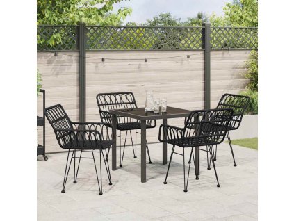 Zahradní jídelní souprava 5 pcs Černá Poly ratan 3379185