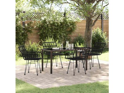 Zahradní jídelní souprava 5 pcs Černá Poly ratan 3379186