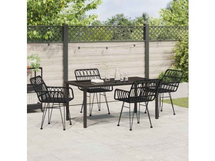 Zahradní jídelní souprava 5 pcs Černá Poly ratan 3379187