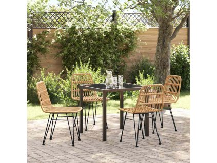 Zahradní jídelní souprava 5 pcs Hnědá Poly ratan 3379192