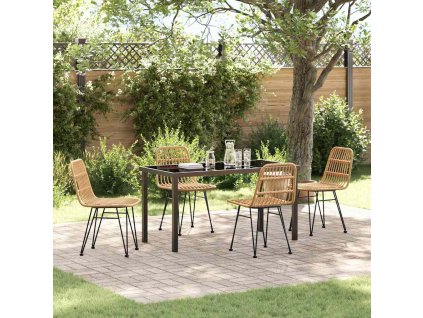 Zahradní jídelní souprava 5 pcs Hnědá Poly ratan 3379193