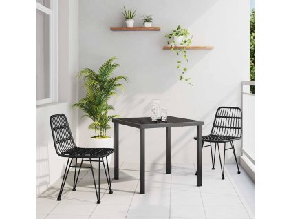 Zahradní jídelní souprava 3 pcs Černá Poly ratan 3379198