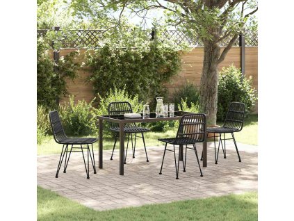 Zahradní jídelní souprava 5 pcs Černá Poly ratan 3379200