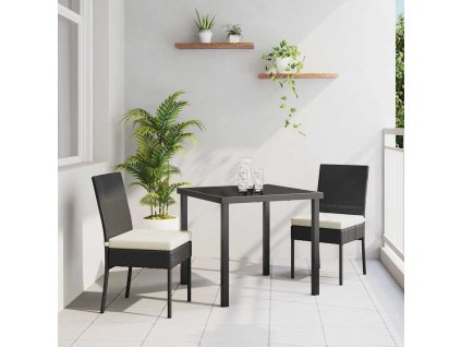 Zahradní jídelní souprava 3 pcs Černá Poly ratan 3379205