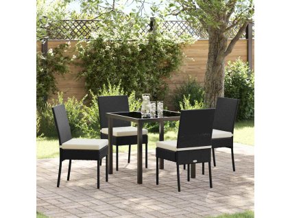 Zahradní jídelní souprava 5 pcs Černá Poly ratan 3379206