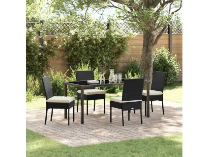 Zahradní jídelní souprava 5 pcs Černá Poly ratan 3379208