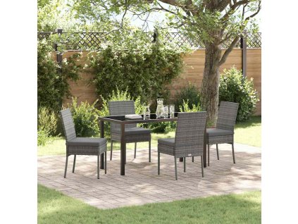 Zahradní jídelní souprava 5 pcs Šedá Poly ratan 3379214