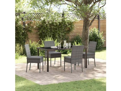 Zahradní jídelní souprava 5 pcs Šedá Poly ratan 3379215
