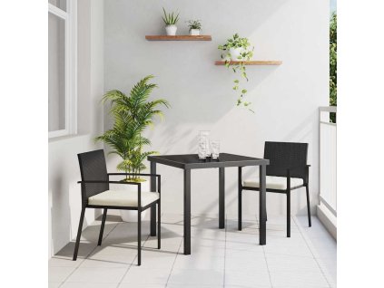 Zahradní jídelní souprava 3 pcs Černá Poly ratan 3379233