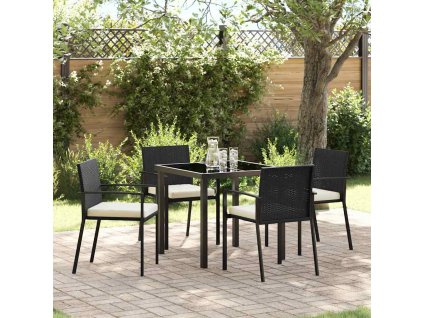Zahradní jídelní souprava 5 pcs Černá Poly ratan 3379234