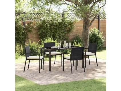 Zahradní jídelní souprava 5 pcs Černá Poly ratan 3379235