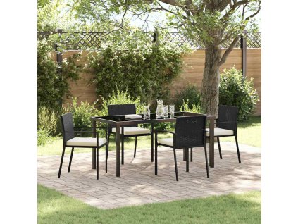 Zahradní jídelní souprava 5 pcs Černá Poly ratan 3379236