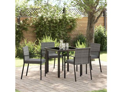 Zahradní jídelní souprava 5 pcs Šedá Poly ratan 3379241