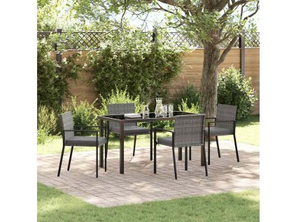 Zahradní jídelní souprava 5 pcs Šedá Poly ratan 3379242