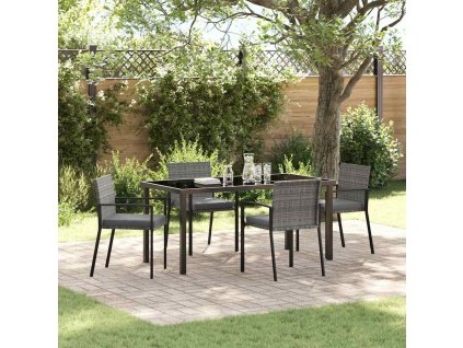Zahradní jídelní souprava 5 pcs Šedá Poly ratan 3379243