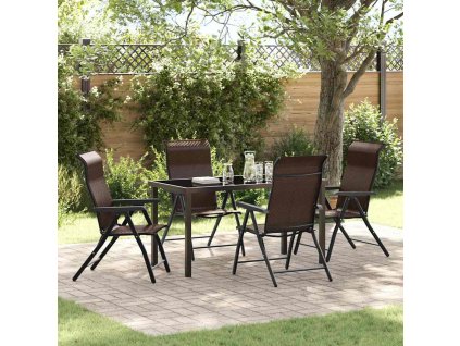Zahradní jídelní souprava 5 pcs Hnědá Poly ratan 3379263