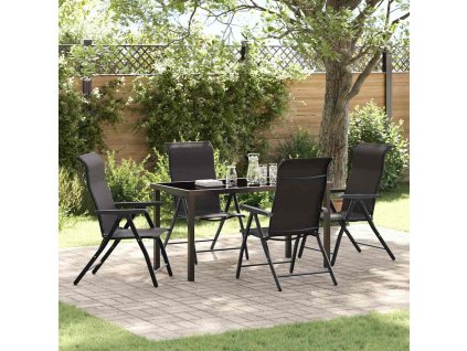 Zahradní jídelní souprava 5 pcs Černý ratan Poly ratan 3379270