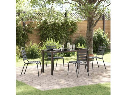 Zahradní jídelní souprava 5 pcs Tmavě šedá Ocel 3379298
