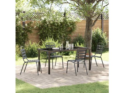Zahradní jídelní souprava 5 pcs Tmavě šedá Ocel 3379299