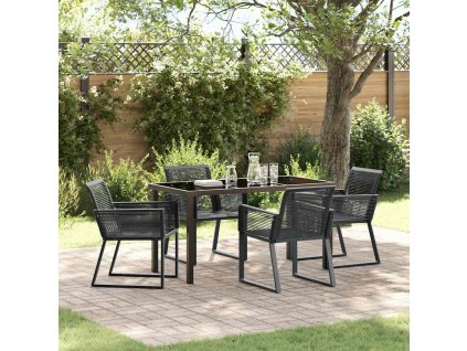 Zahradní jídelní souprava 5 pcs Černá Poly ratan 3379312