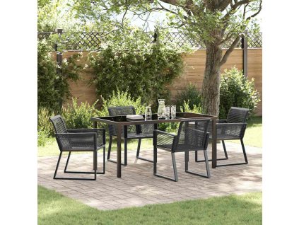Zahradní jídelní souprava 5 pcs Černá Poly ratan 3379313