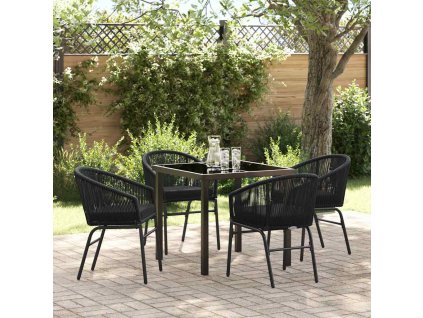 Zahradní jídelní souprava 5 pcs Černá Poly ratan 3379346