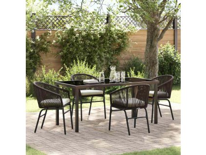 Zahradní jídelní souprava 5 pcs Hnědá Poly ratan 3379355