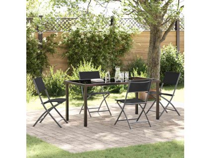 Zahradní jídelní souprava 5 pcs Černá Textilene a ocel 3379376