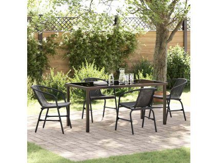 Zahradní jídelní souprava 5 pcs Černá Poly ratan 3379383