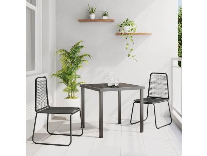 Zahradní jídelní souprava 3 pcs Černá Poly ratan 3379387