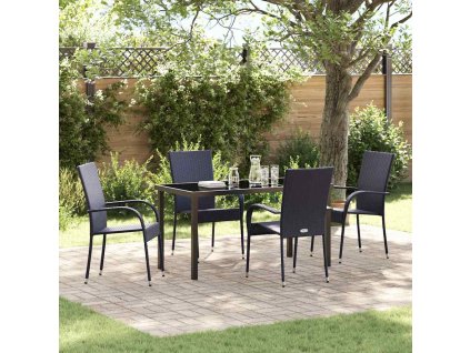 Zahradní jídelní souprava 5 pcs Černá Poly ratan 3379403
