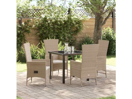 Zahradní jídelní souprava s polštářem 5 pcs Béžová polyratan 3379465