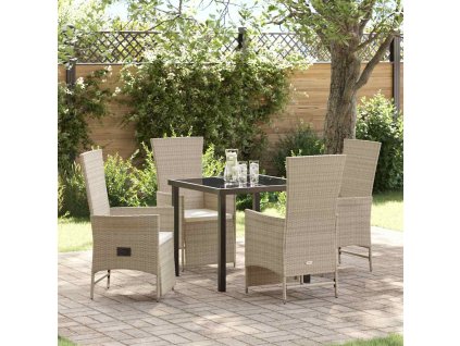 Zahradní jídelní souprava s polštářem 5 pcs Béžová polyratan 3379472