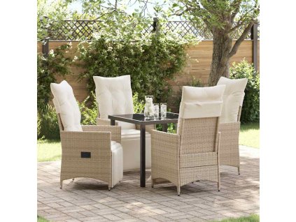 Zahradní jídelní souprava s polštářem 5 pcs Béžová Poly ratan 3379584