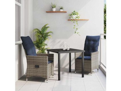 Zahradní jídelní souprava 3 pcs Šedá polyratan 3379590