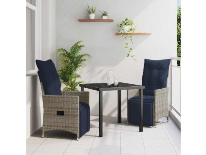 Zahradní jídelní souprava 3 pcs Šedá polyratan 3379597