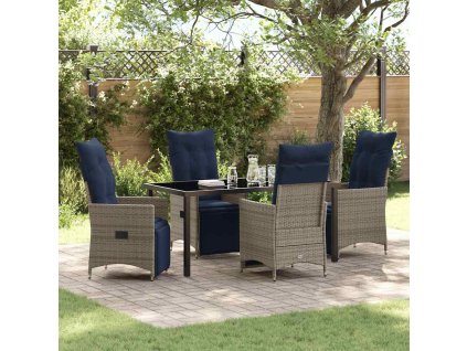 Zahradní jídelní souprava 5 pcs Šedá polyratan 3379600