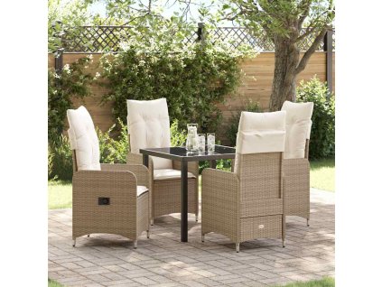 Zahradní jídelní souprava s polštářem 5 pcs Béžová Poly ratan 3379654