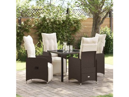 Zahradní jídelní souprava s polštářem 5 pcs Hnědá Poly ratan 3379668