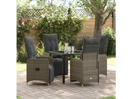 Zahradní jídelní souprava s polštářem 5 pcs Béžová Poly ratan 3379682